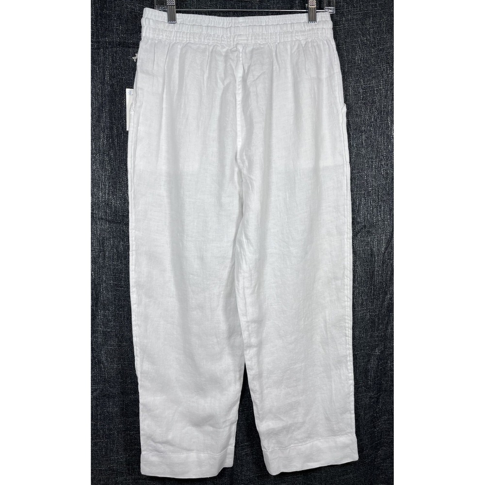 New SIGRID OLSEN Sz M Linen Pants White Wide Leg Pull On Women Boho Vacation NWT - Picture 3 of 12